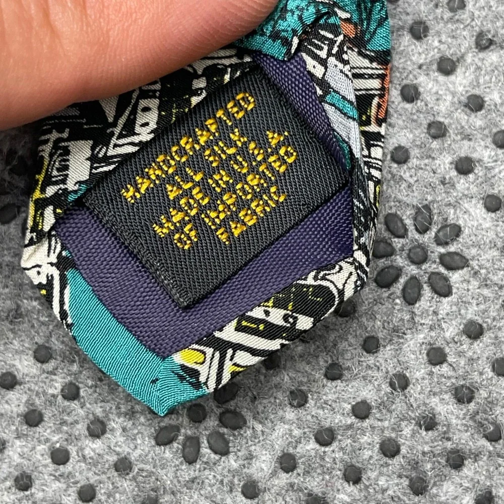 Vintage 1995 Syracuse University Silk Tie Architecture Crouse College Print Teal